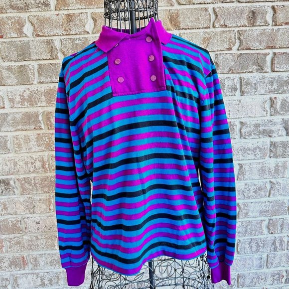 Vintage Levi Stauss Co Ladies Striped Double Snap Closure Top Small? Cal… - Picture 5 of 12